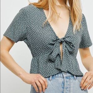 LA Hearts Short Sleeve Tie Front Top